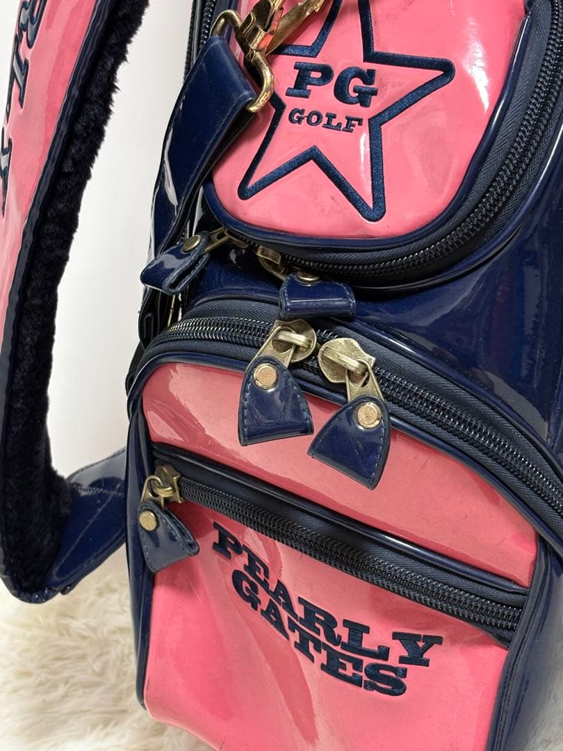 パーリーゲイツ キャディバッグ 9型　ネイビー ピンク ブラック　ニコちゃん