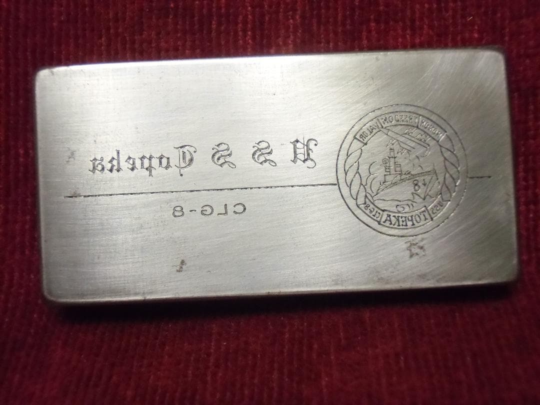 ★アメリカ軍＊海軍＊ＣＬＧ-８ミサイル巡洋艦トピカ革ネームタグ金型（実物）