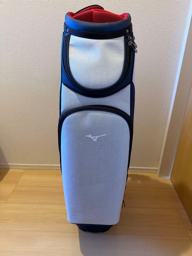 Mizuno キャディバッグ 9.0型　ホワイト杢×ネイビー