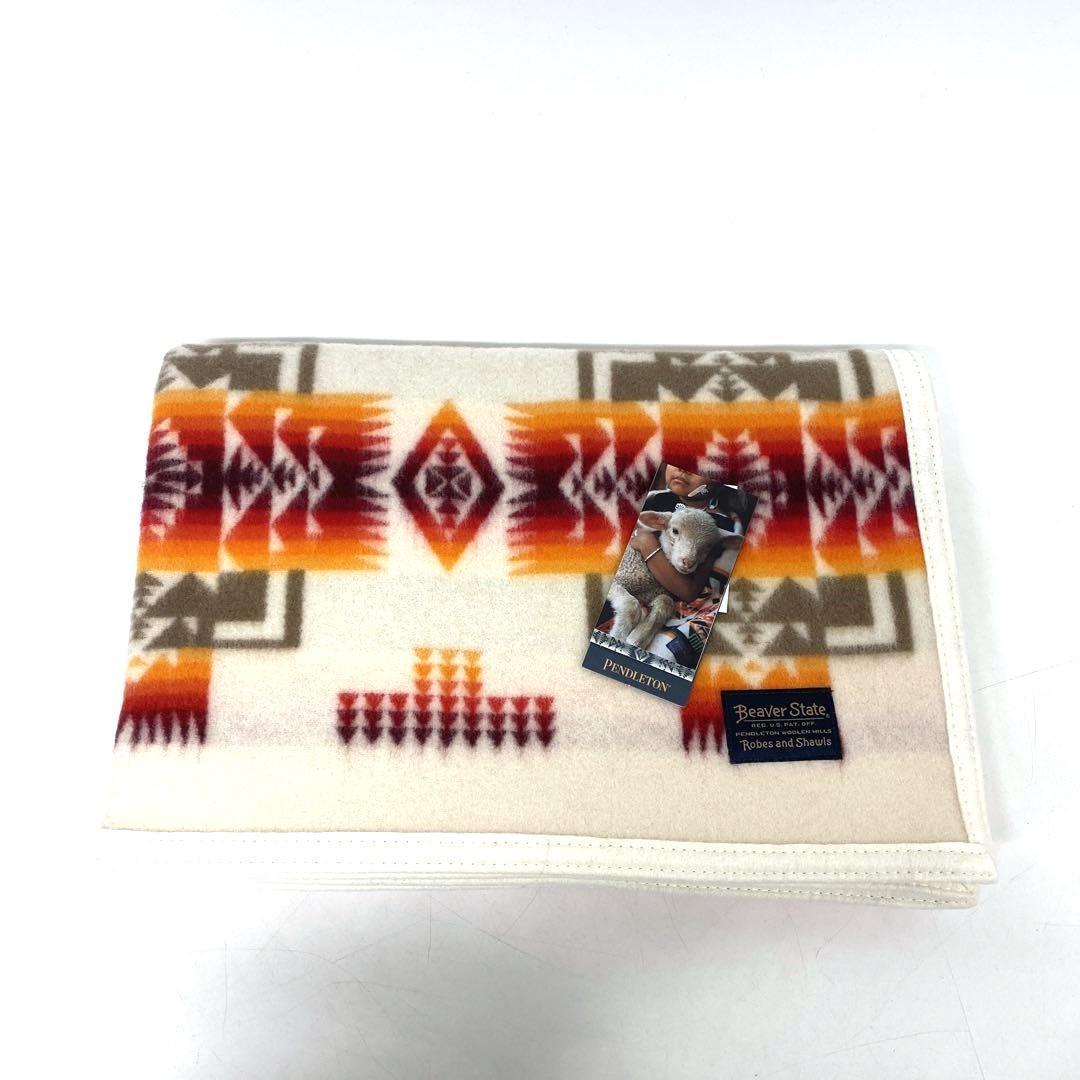 ペンドルトン チーフジョセフクリブ ブランケット ひざ掛け肩掛け防寒 アイボリー