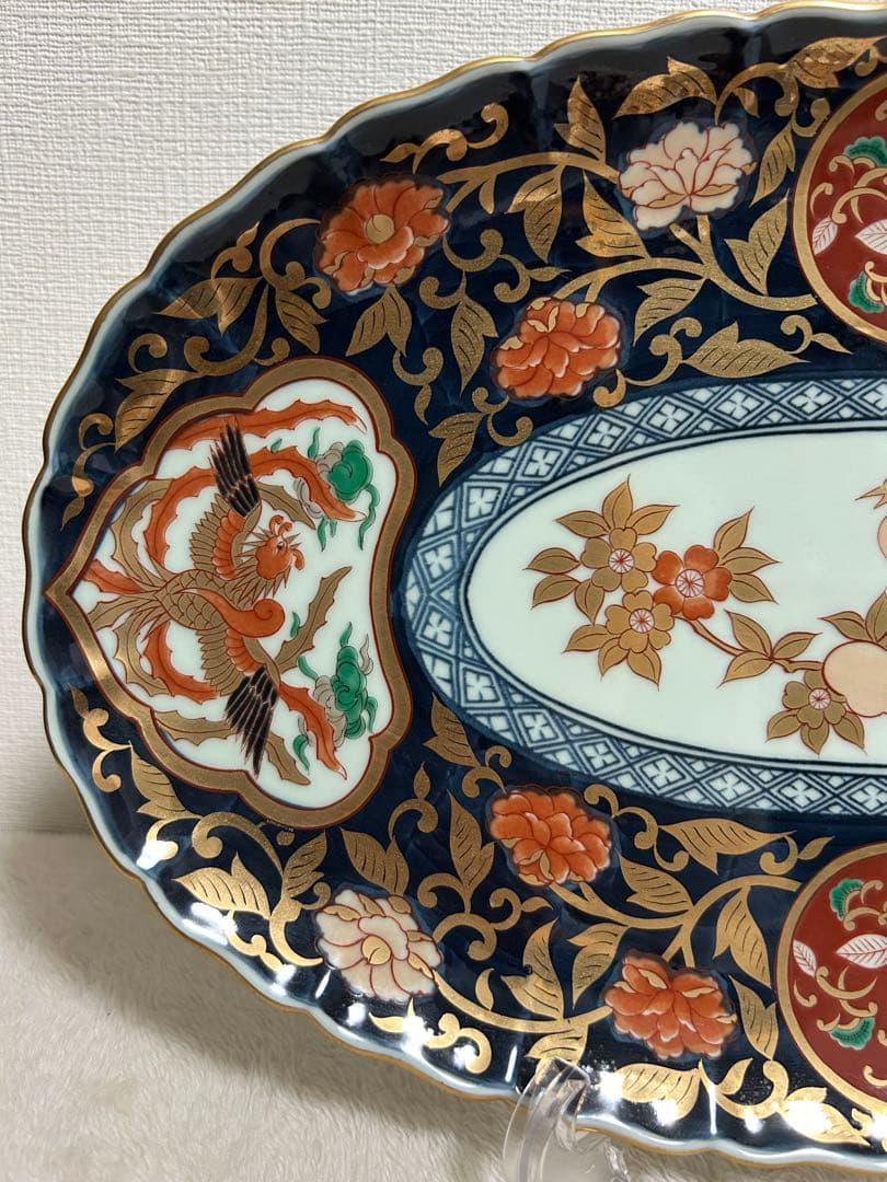 林九郎窯　金彩　楕円　大皿