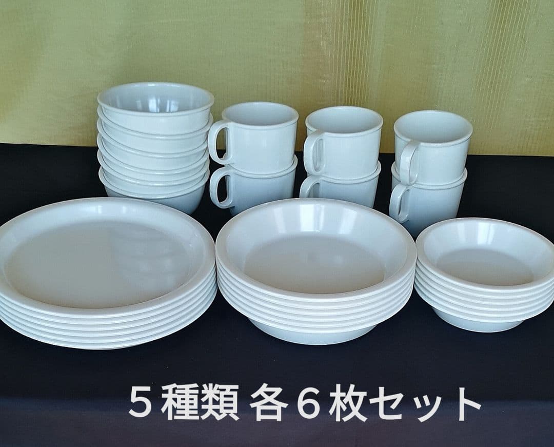 ♥️キャンプ用品♥️メラミン製食器 ５種類 各６枚 セット