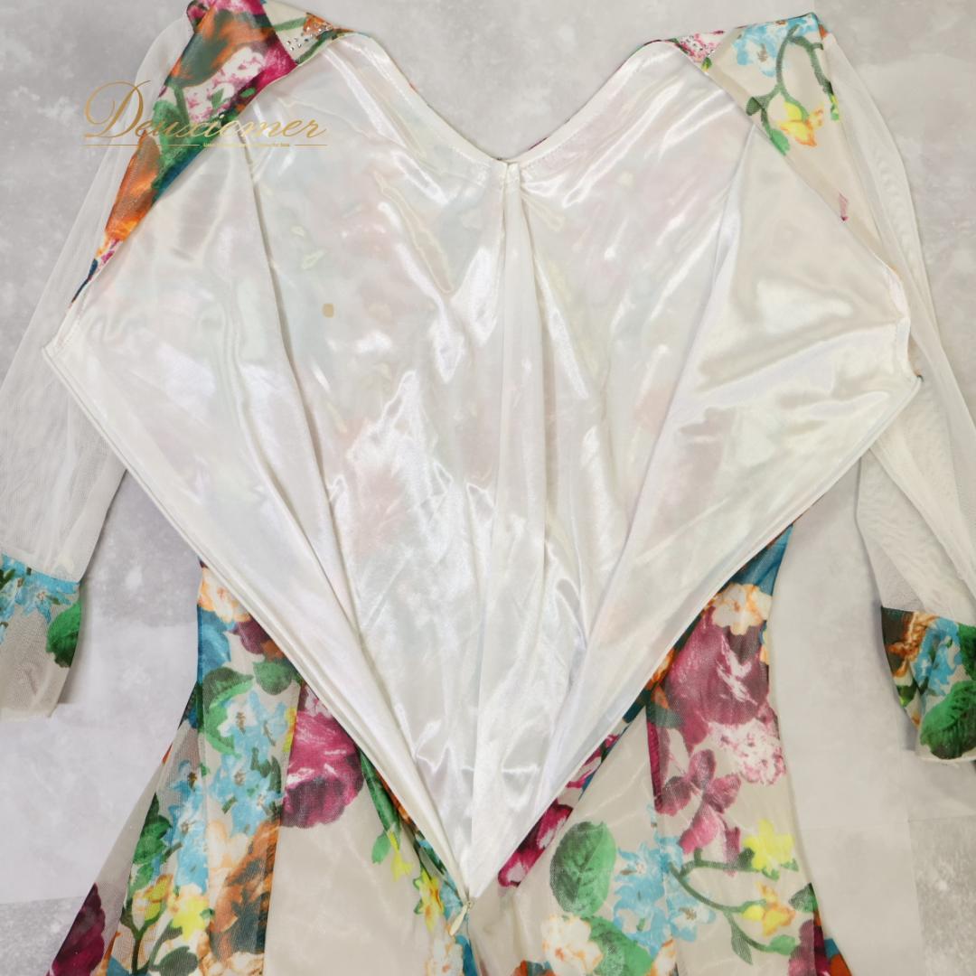 【社交ダンス衣装】ホワイト Mochana ワンピース ドレス ピンク オレンジ