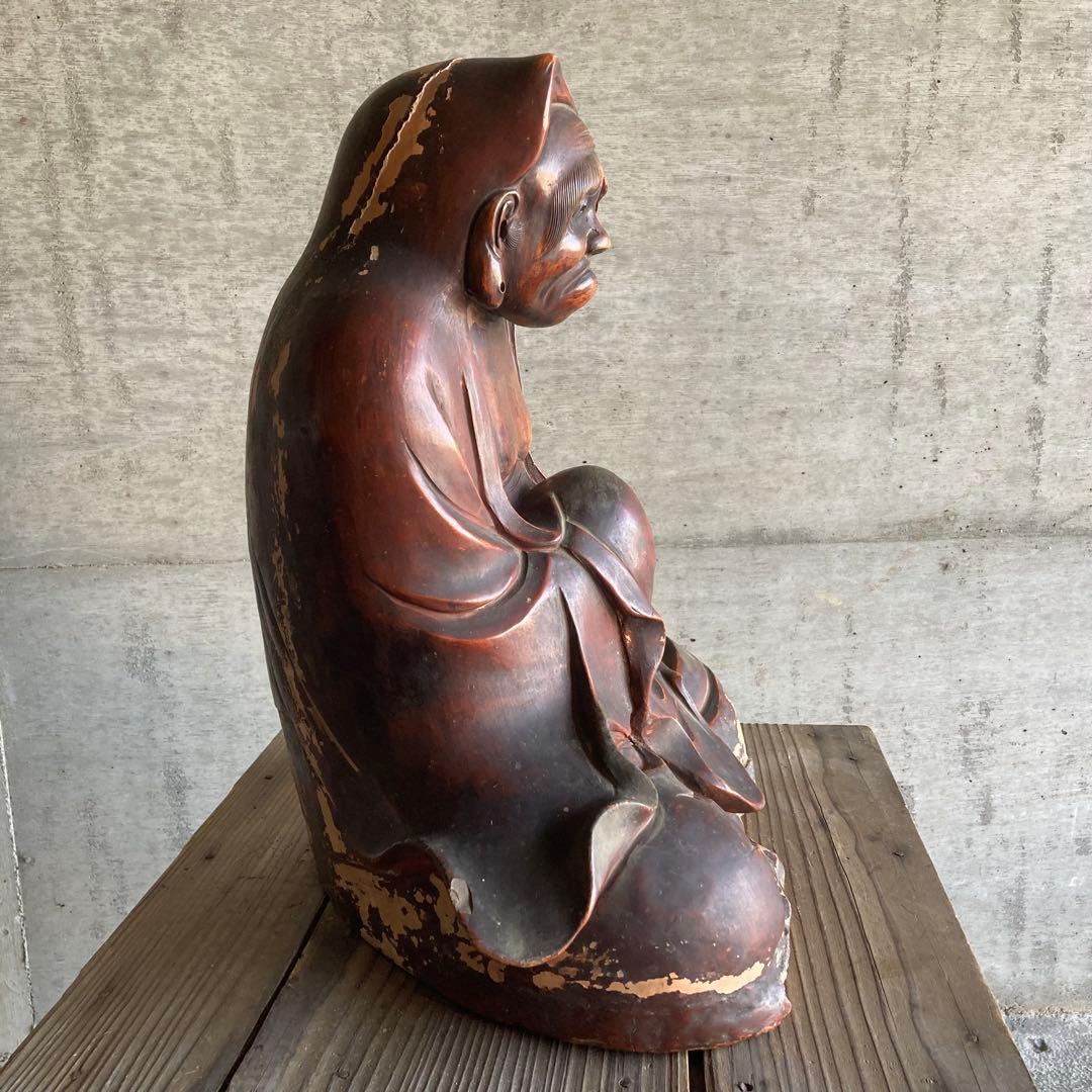 古い達磨大師像 置物 オブジェ 大型 和風 陶器 古美術 骨董品 レトロ