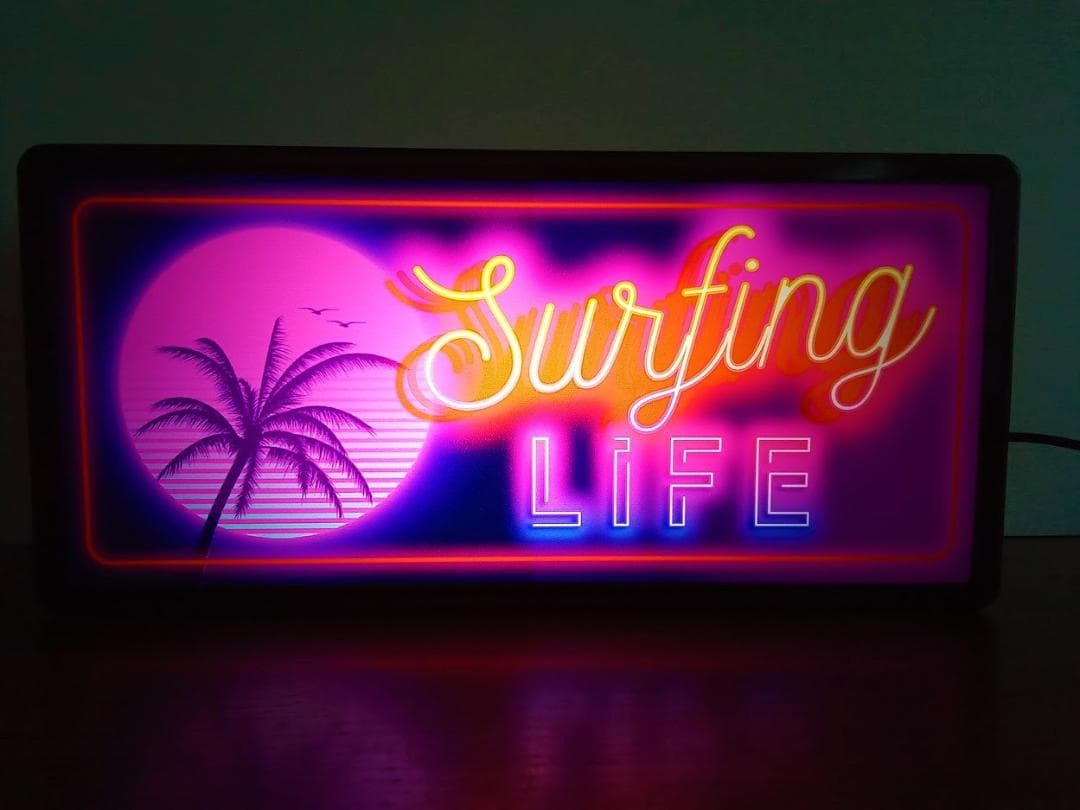 サーフィン カリフォルニア ライフ 看板 置物 雑貨 LED2wayライトBOX