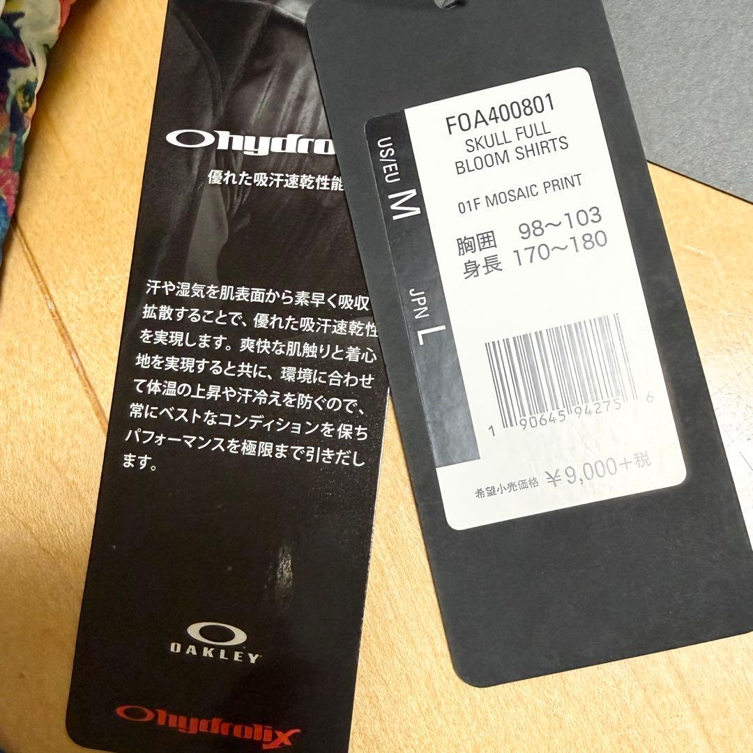 新品 タグ付 オークリー スカル ゴルフ ポロシャツ 花柄 総柄 メッシュ L