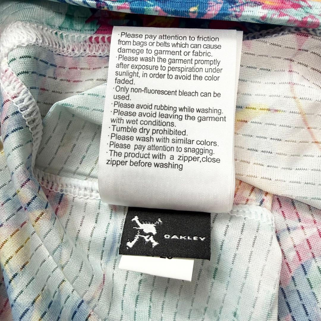 新品 タグ付 オークリー スカル ゴルフ ポロシャツ 花柄 総柄 メッシュ L