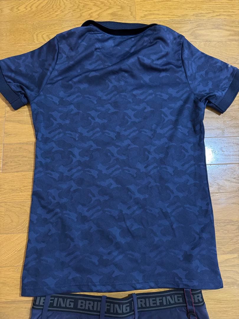 【最終価格】BRIEFING 迷彩柄ポロシャツ Mサイズ　ネイビー