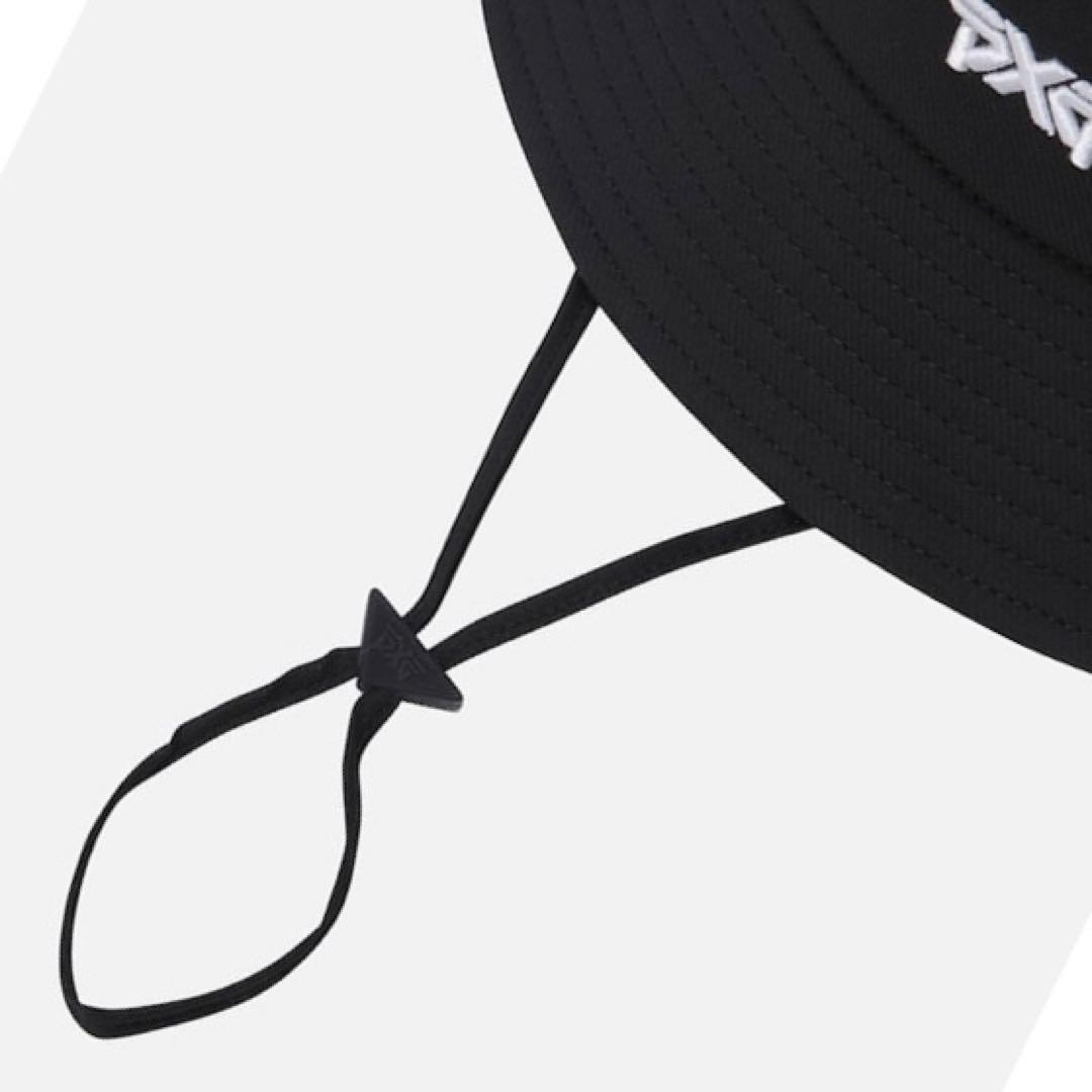 PXG ブラック バケットハット ストラップ付き　ユニセックス　男女兼用