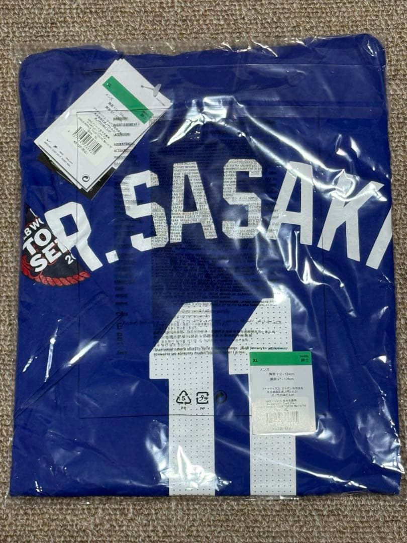 MLB東京シリーズ ドジャース 佐々木朗希 ネームナンバーTシャツ　XL ブルー