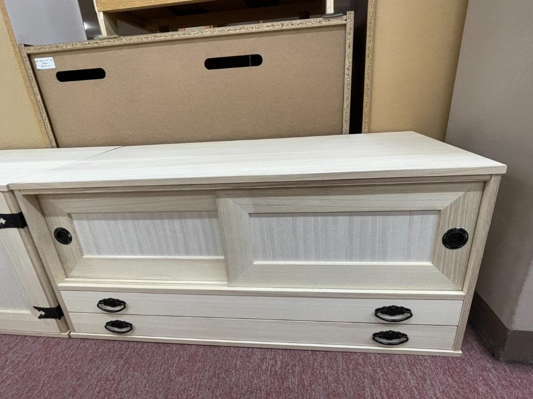 桐　衣裳箱　引戸　幅100　扉付　引出　2段　上置　桐タンス　着物　収納　タンス