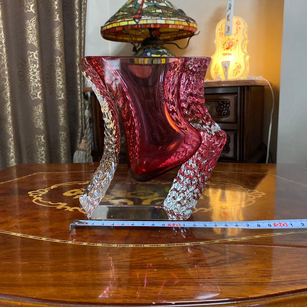 KAITO　イタリア製　ムラーノ　花瓶　フラワー ベース 置物　赤