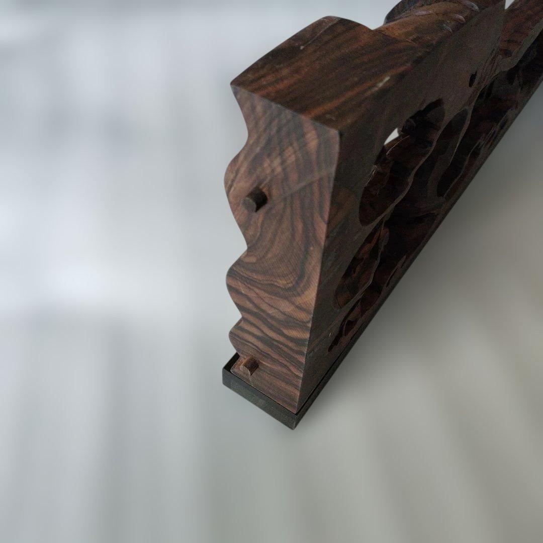 縞黒檀一刀彫り　欄間上枠付