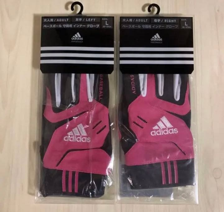 アディダス ベースボール　手袋　ピンク　Ｌ 左右セット 新品 　レア