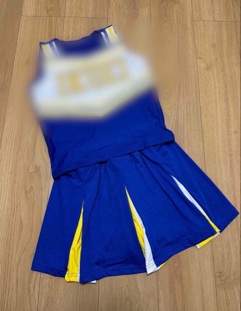 高校 チアリーディングウェア 青 白 黄 スカート チアユニフォーム