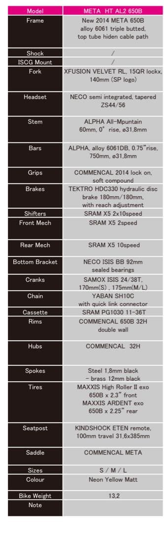 【送料込み】MTB コメンサル  HT AL2 650B 27.5インチ