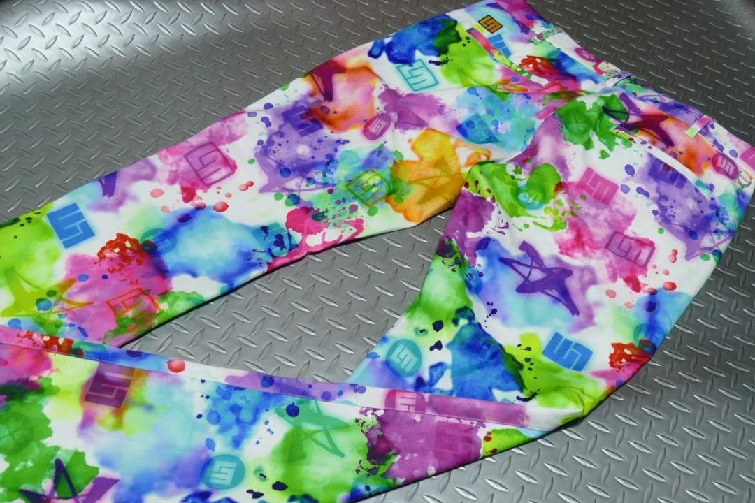 ★新品★ラウドマウスゴルフ★ストレッチツイル柄パンツ★LL★スプラッシュネオン