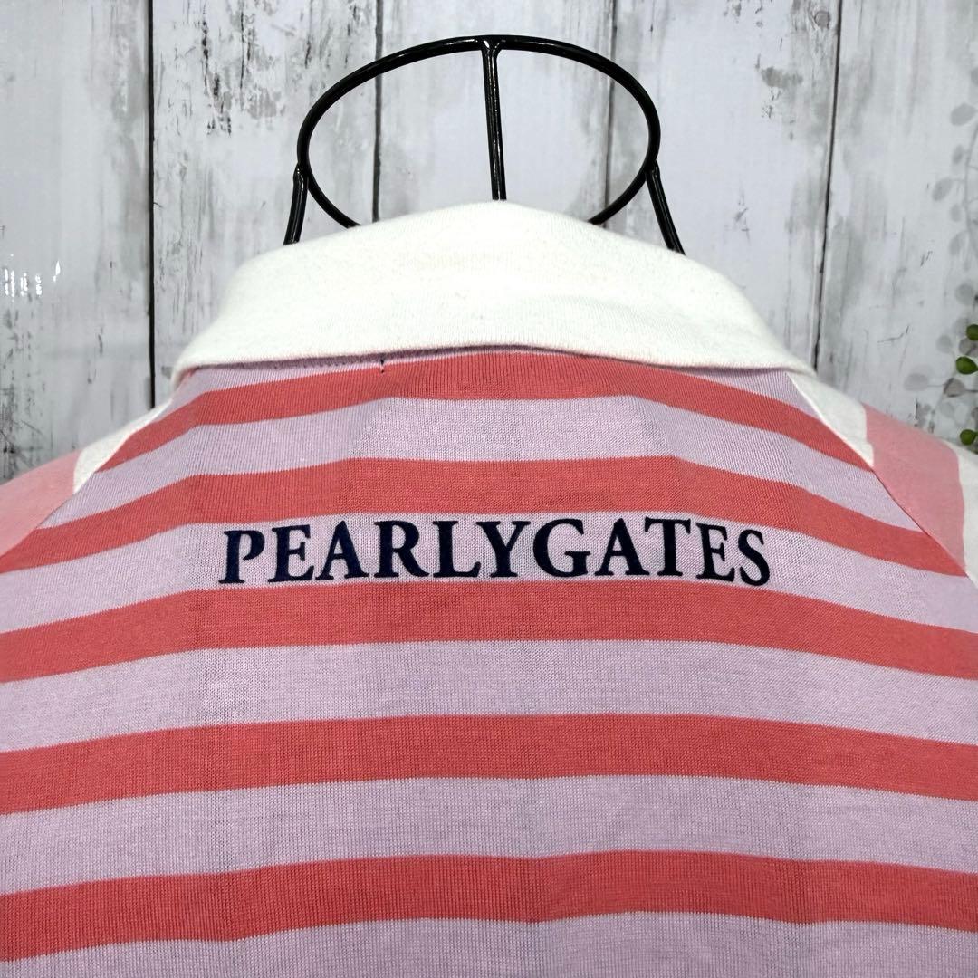 パーリーゲイツ ポロシャツ L ゴルフ ボーダー マルチ 半袖 裾シャーリング