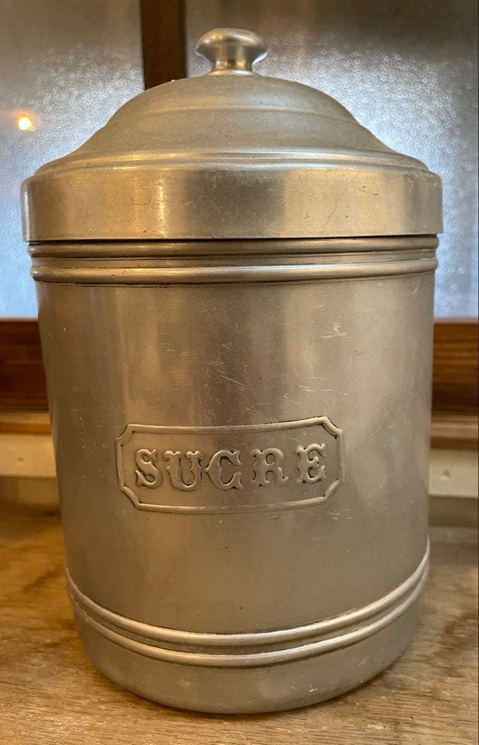 アンティーク　フランス蚤の市　キャニスターセット　アルミ缶　キッチン　ブロカント