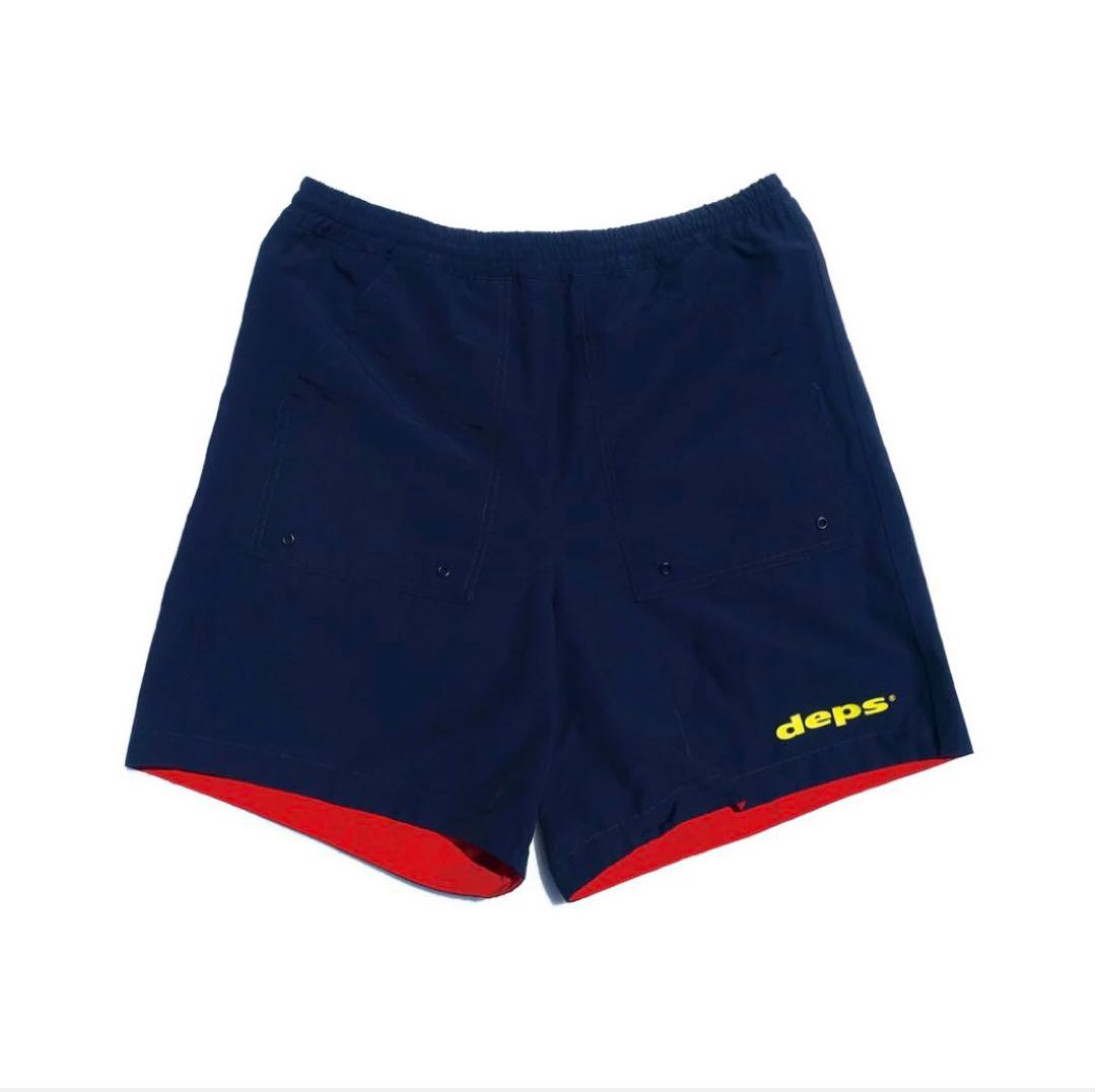 美品！デプス deps リバーシブルハーフパンツ　ネイビー&レッド Lサイズ