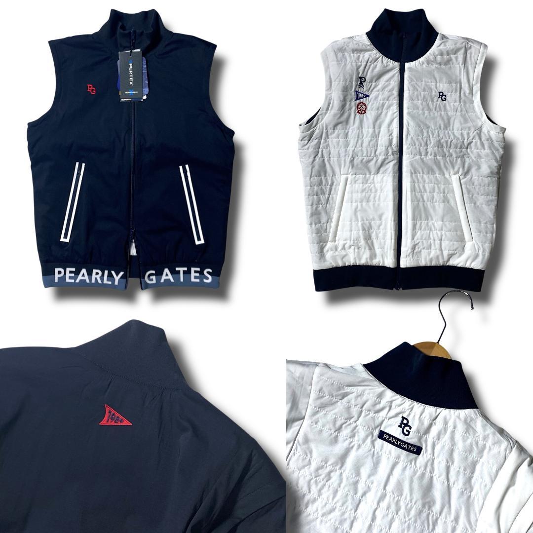 定価57200円 5 パーリーゲイツ リバーシブル ブルゾン ベスト 紺×白