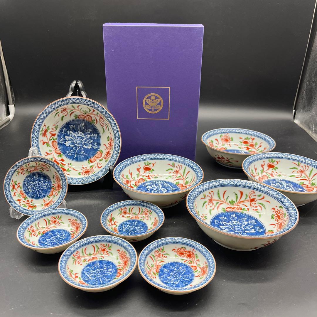 ⭐️新品 未使用品⭐️ たち吉 橘吉 赤絵 刺身揃 中深皿 小深皿セット