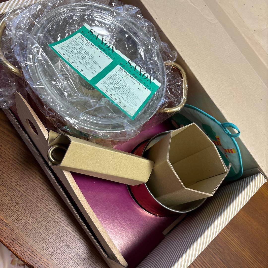 日本製 SAXON 純銅製 ①両手鍋 ②ミルクパン セット