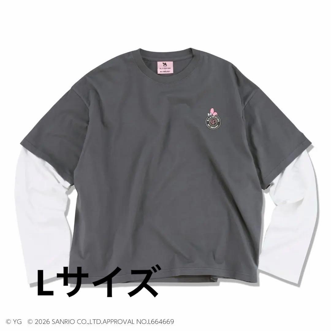 BLACKPINK マイメロディ 長袖 レイヤード Tシャツ グレー