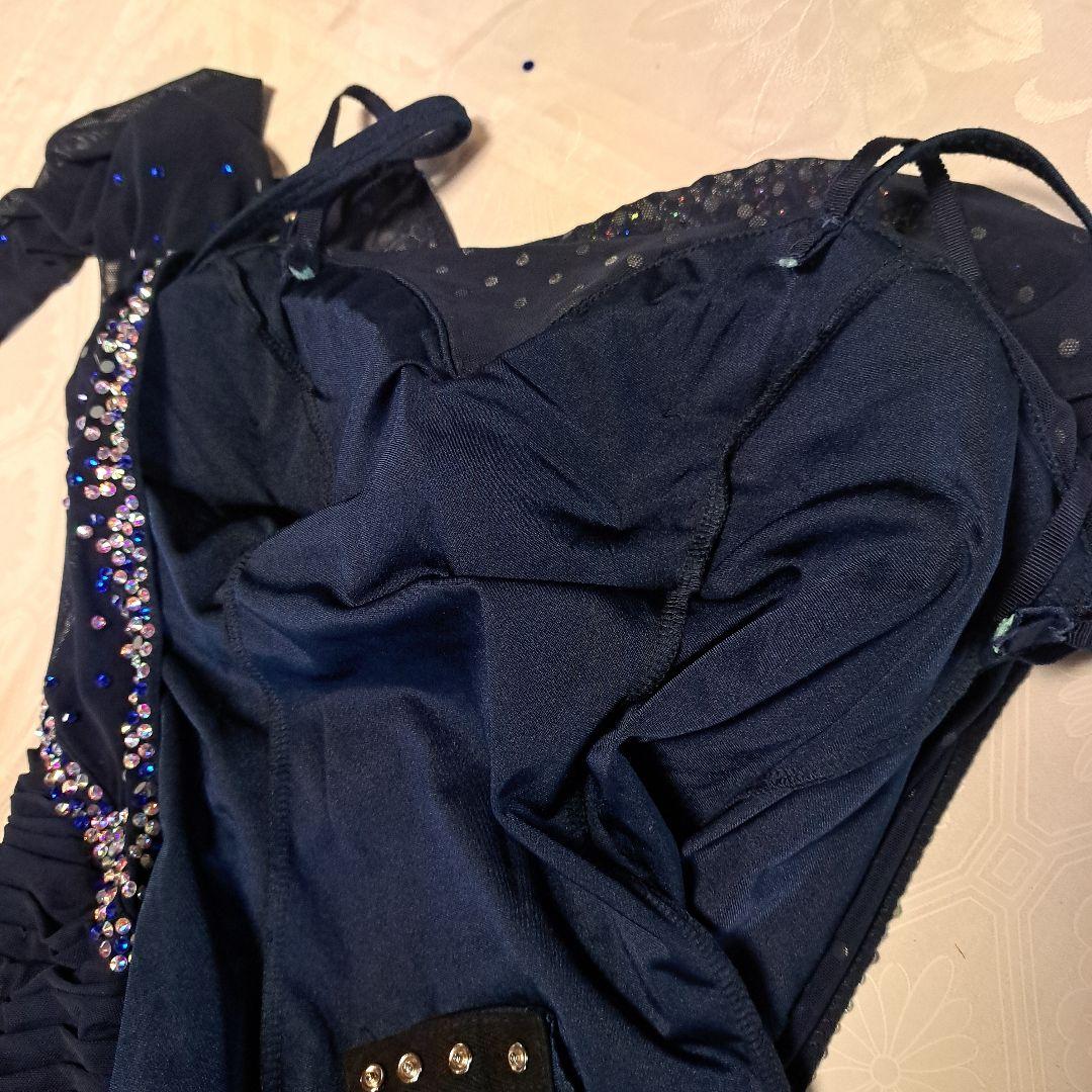 社交ダンスドレス ネイビー 、オーストリッチ、スタンダード