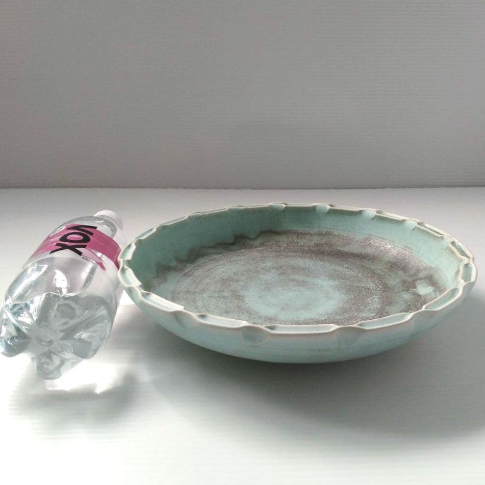 相馬駒焼 相馬焼 京月窯 十四代 近徳 近藤徳右衛門 大皿 陶器 陶芸 水色