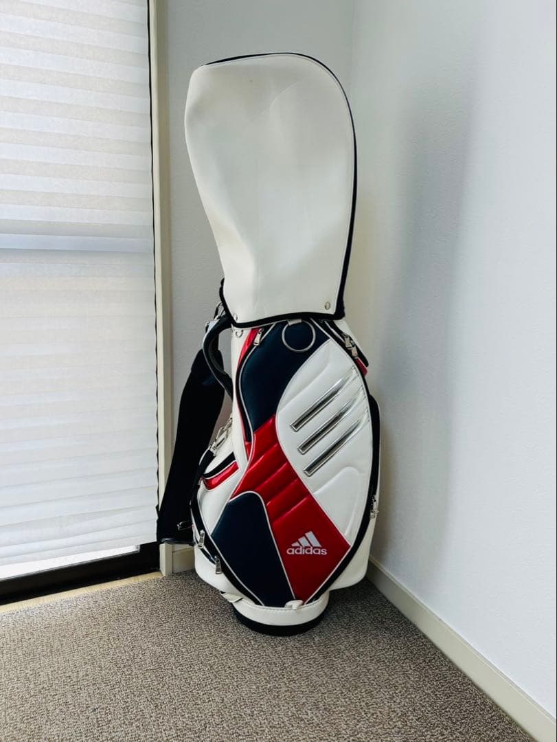 RE！【美品】adidas ☆ キャディバッグ ホワイト レッド ネイビー