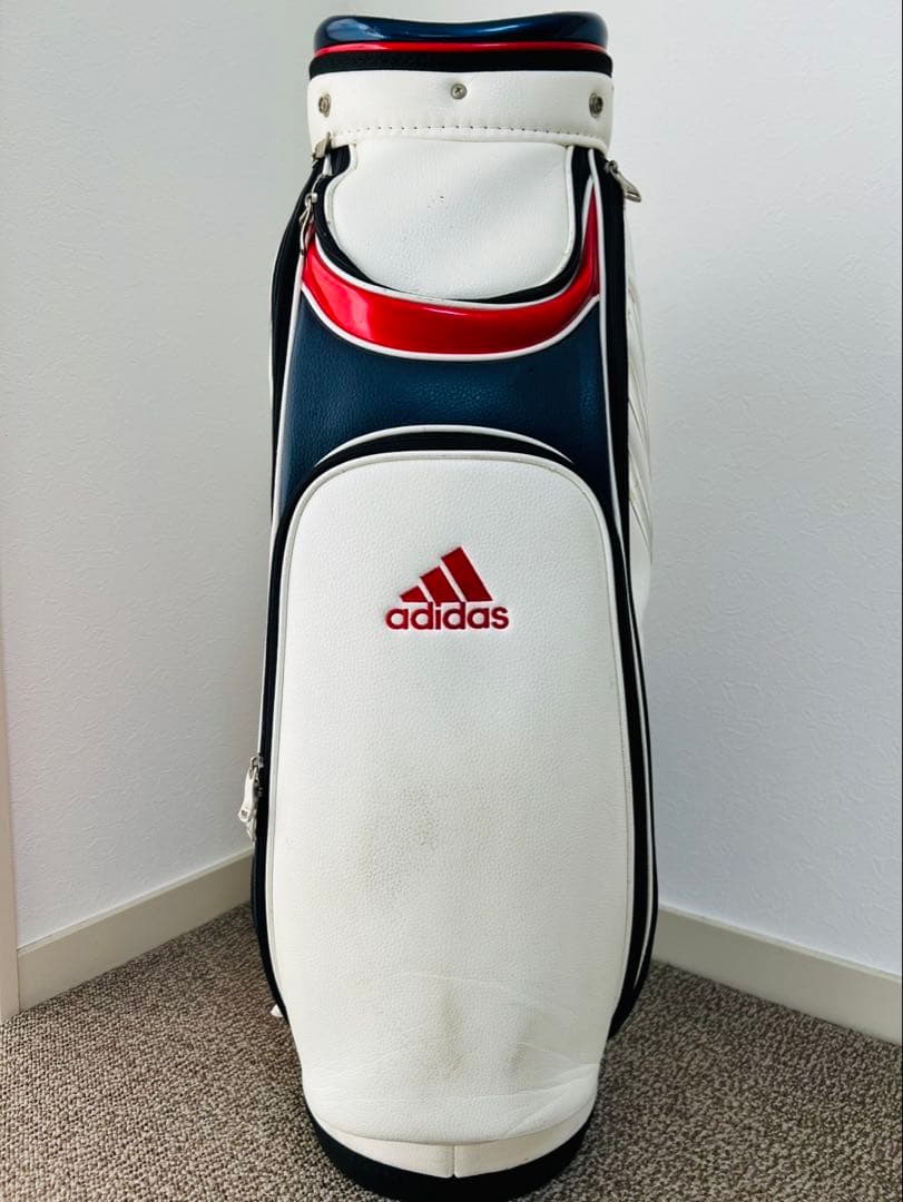 RE！【美品】adidas ☆ キャディバッグ ホワイト レッド ネイビー