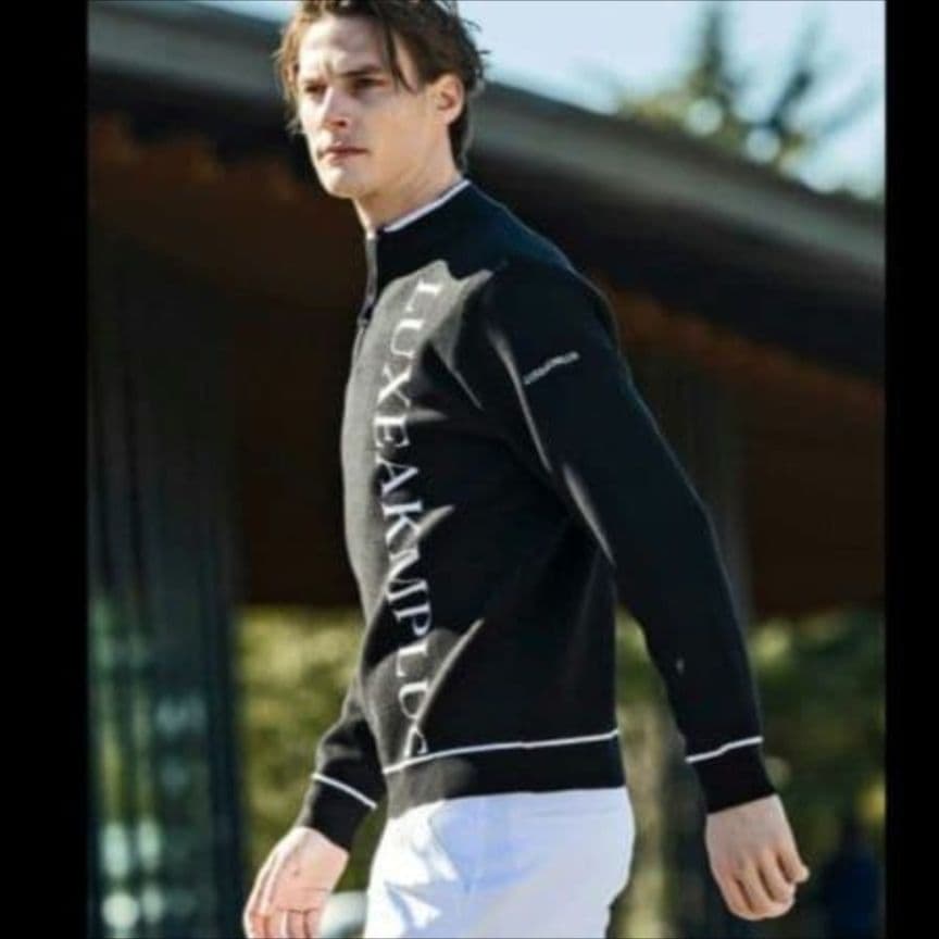 【新品】LUXEAKMPLUS ハーフジップモックネックニット Lサイズ