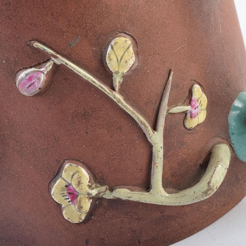 中国　宣興紫砂　朱泥　花文　急須　茶壷　V　R9576