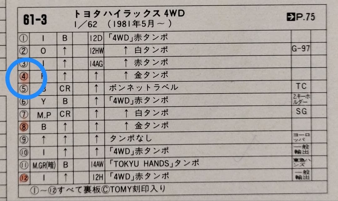 《黒箱トミカ61-3-4》トヨタハイラックス4WD【ゴールド タンポ】未使用美品