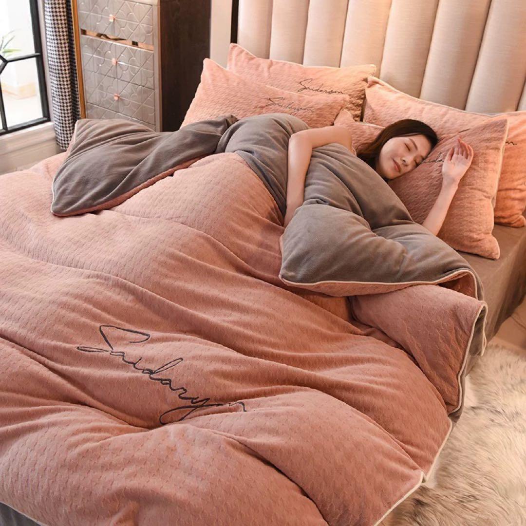 布団カバーセット 4点セット ダブル マイクロファイバー 暖かい 掛布団カバー