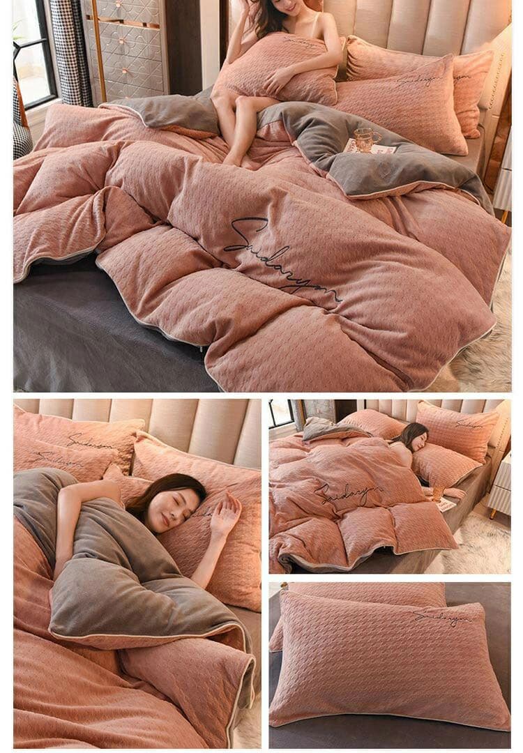 布団カバーセット 4点セット ダブル マイクロファイバー 暖かい 掛布団カバー