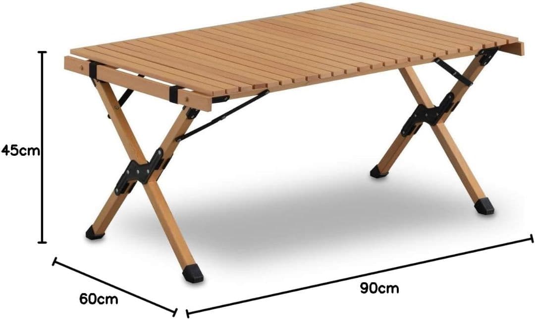 FIELDOOR ウッドロールテーブル 収納バッグ付 キャンプ アウトドア