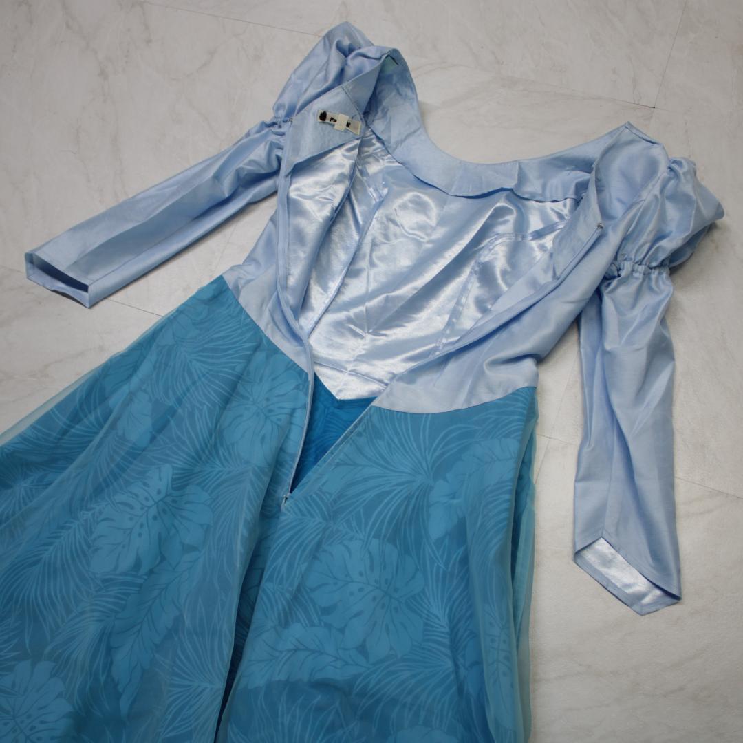 【日本製 フラダンス衣装】スカイブルー Paondor ワンピース ドレス 青