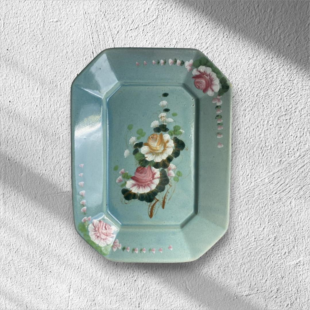 (VNEM1-12-3) ベトナム ソンベ焼き長方形 ブルー ナンセラミック