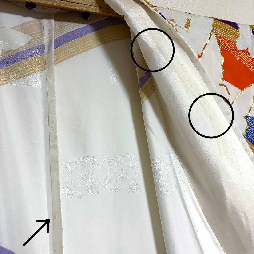 【舞台衣装】 。振袖 蝶々文様 金銀駒刺繍入り 単衣 広衿 身丈約158.5cm