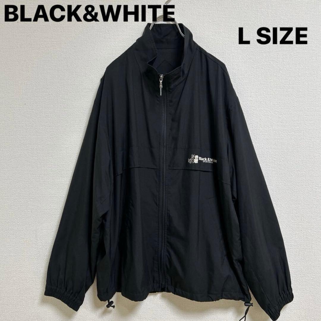 美品　ブラックアンドホワイト ナイロンジャケット L 黒　ポケッタブル