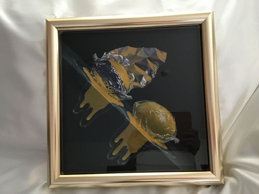 絵画　山口貞次作　檸檬　金色額縁　金運アップ