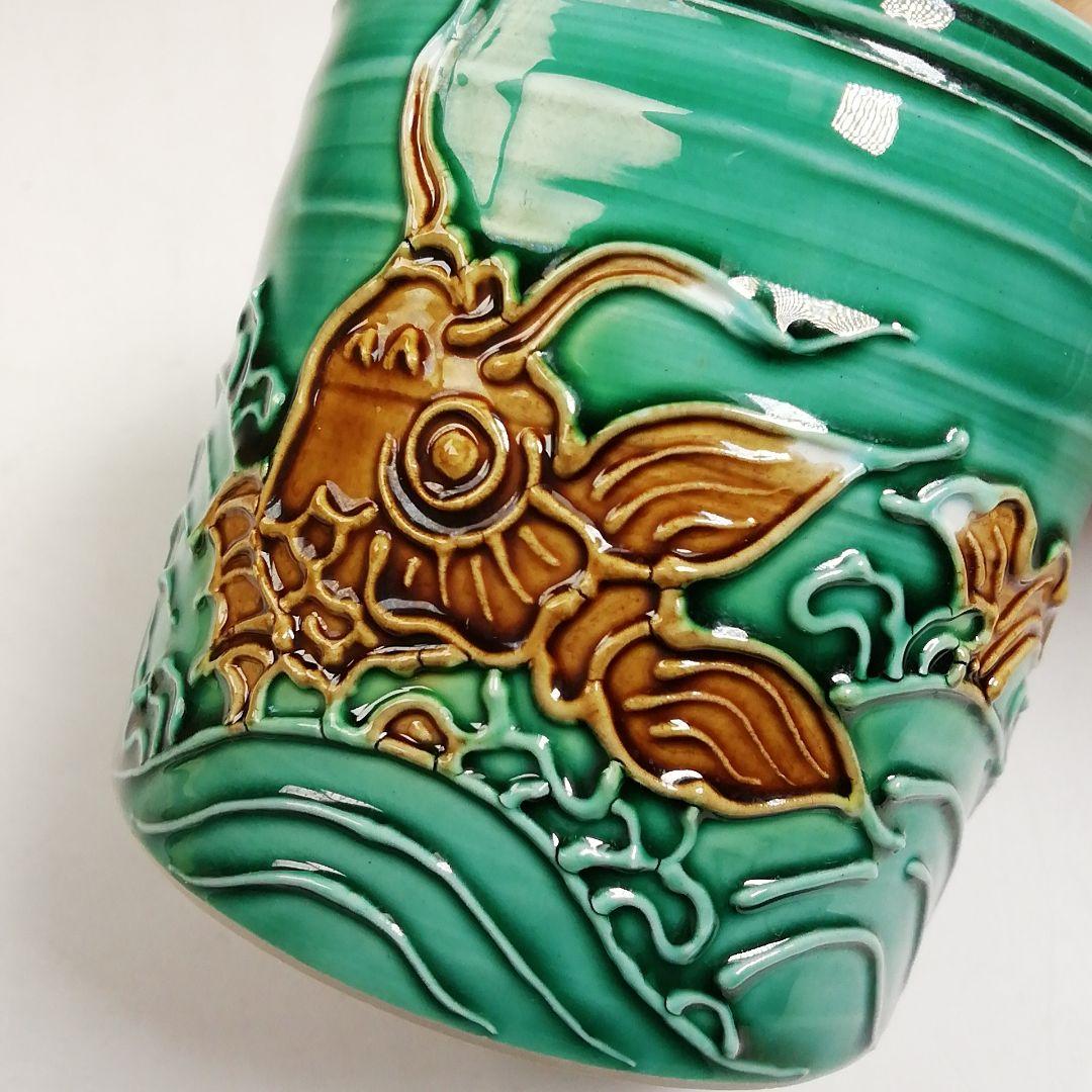 Ｔ９４０　蓋置　『青交趾　荒磯』『中村翠嵐 造』　共箱　茶道具