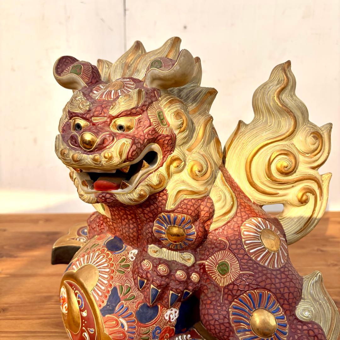 陶器製 獅子像 打ち出の小槌付き