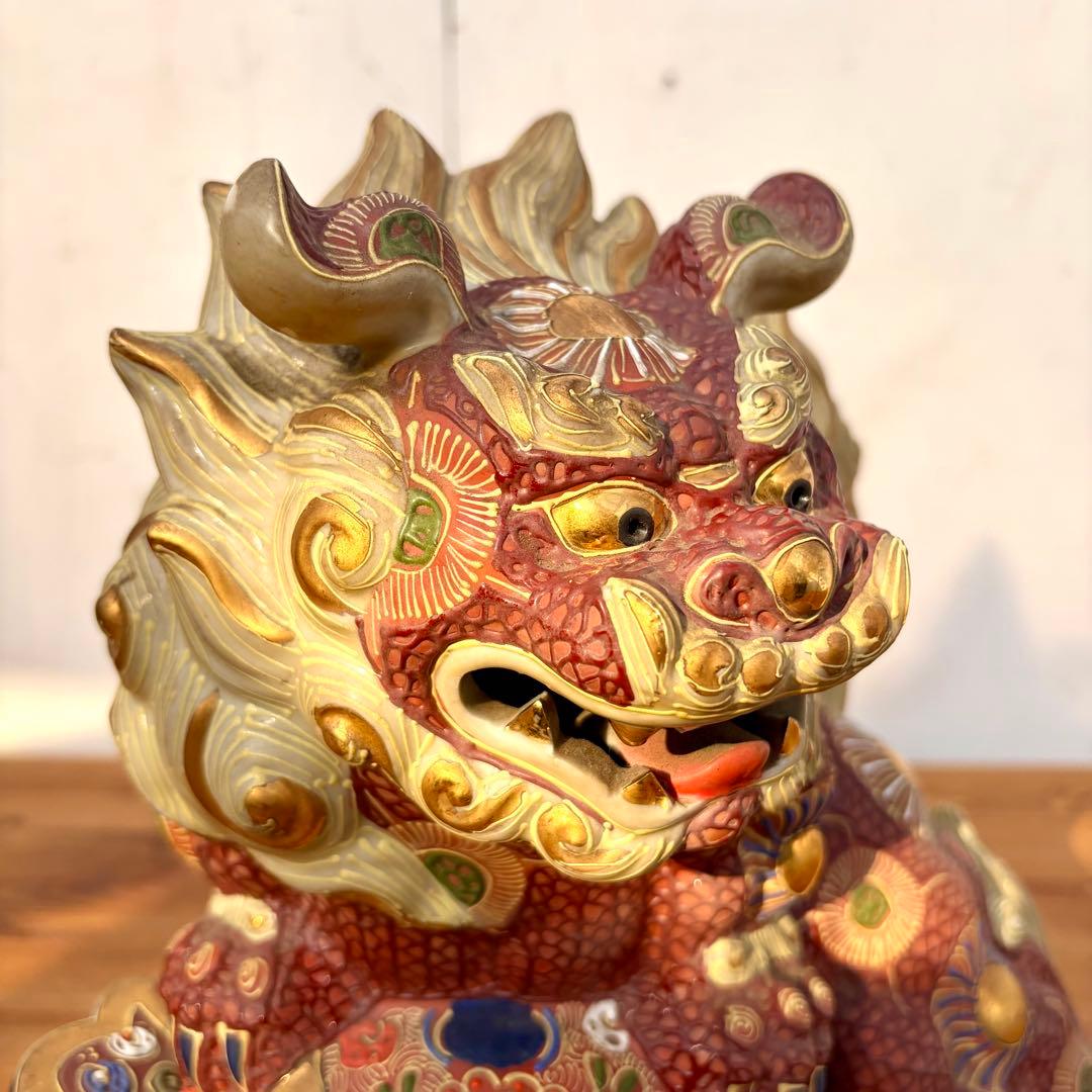 陶器製 獅子像 打ち出の小槌付き