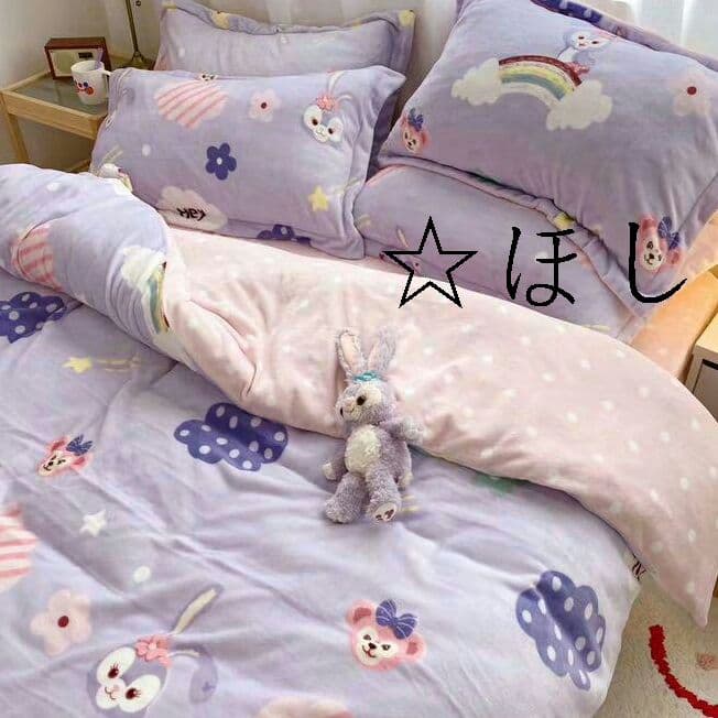 ?ステーラルちゃん?厚手暖かい可愛いベッド寝具掛け布団カバー3点、4点セットF
