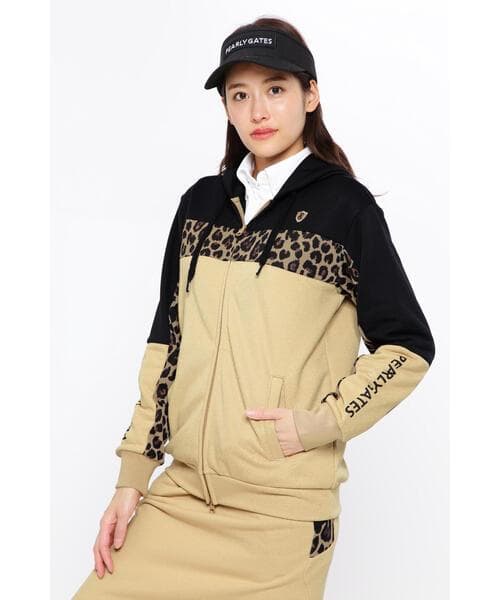 PG パーリーゲイツ テックパーカー レオパード柄 ハイスペック裏毛 日本製