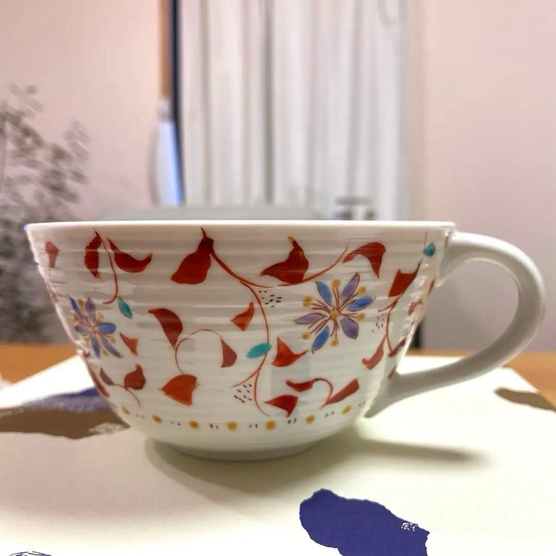 【新品未使用】九谷焼 カップ プレート ペア 花唐草 石川県 伝統工芸