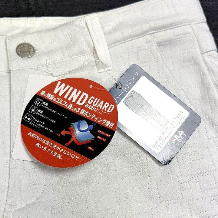 新品 フィラ ゴルフ 高周波キルト 3層ボンディング パンツ フリース 白 82